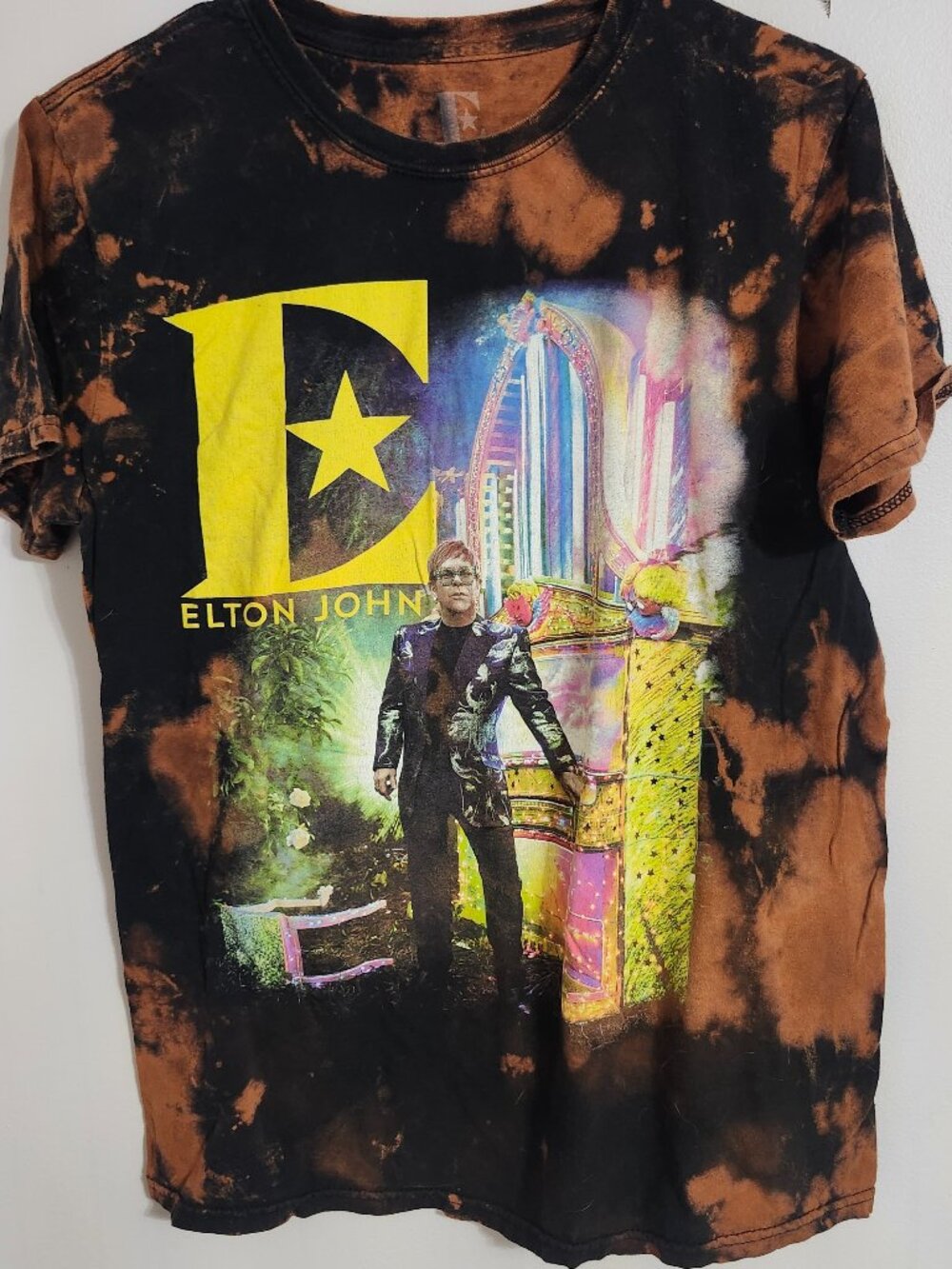 Bleached and Distressed Elton John Farewell tour shirt size M